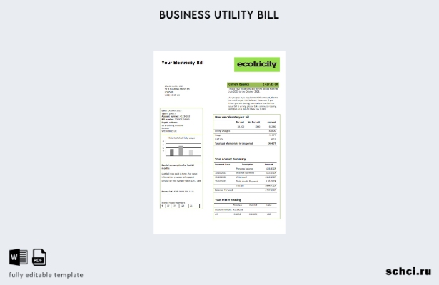 скачать цифровой шаблон счета Ecotricity за электроэнергию